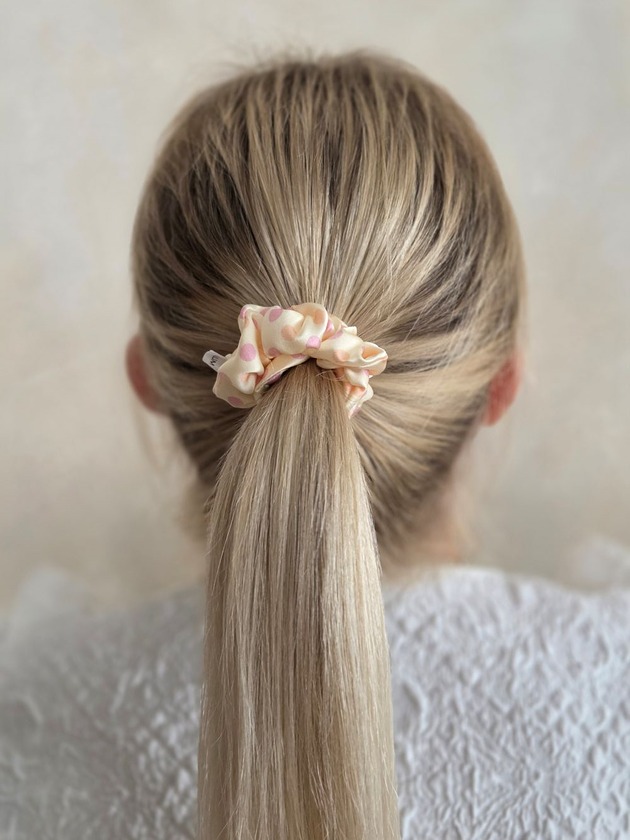 gumki do włosów Gumka jedwabna, scrunchie, pastel dots MINI