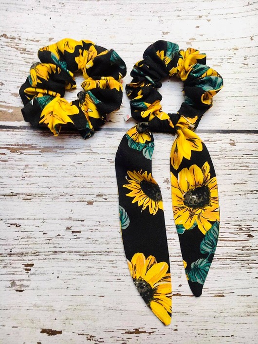gumki do włosów Pela' SCRUNCHIE Sunflower ze wstążką