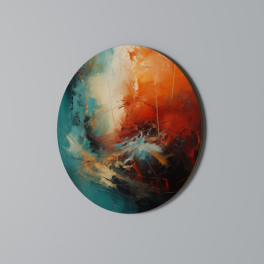 obrazy FIERY FUSION Obraz okrągły 69cm - dekor dębu