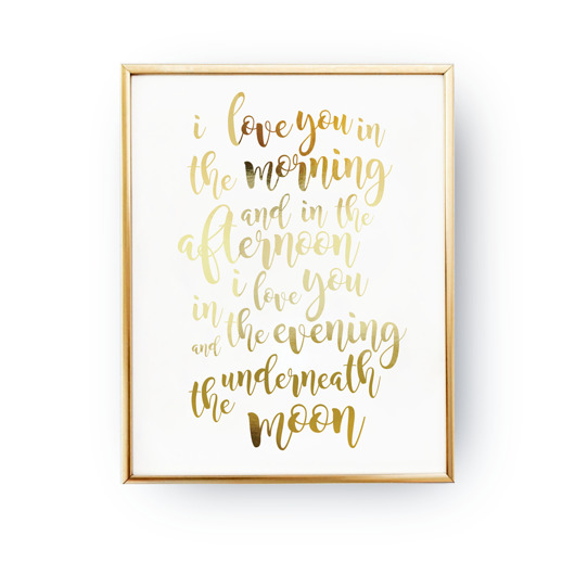 Love You in the morning,  Złota typografia ZlotePlakaty