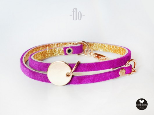 flo fuksja & gold bransoletka zamszowa barboleta