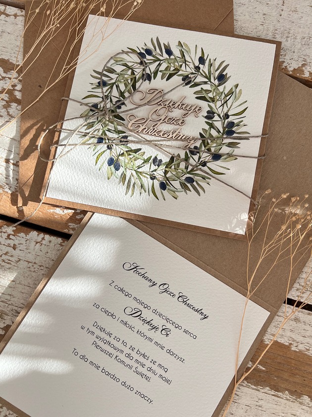 kartki scrapbooking Podziękowanie dla ojca chrzestnego na komunię
