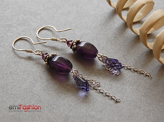 Ametyst i kryształ Swarovski w parze MAREMI Jewelry