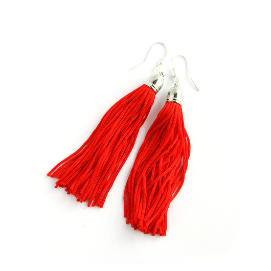 kolczyki chwosty Czerwone kolczyki chwosty frędzle