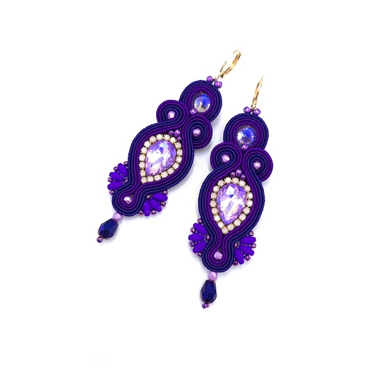 kolczyki soutache Kolczyki sutasz fioletowe długie wieczorowe Orina
