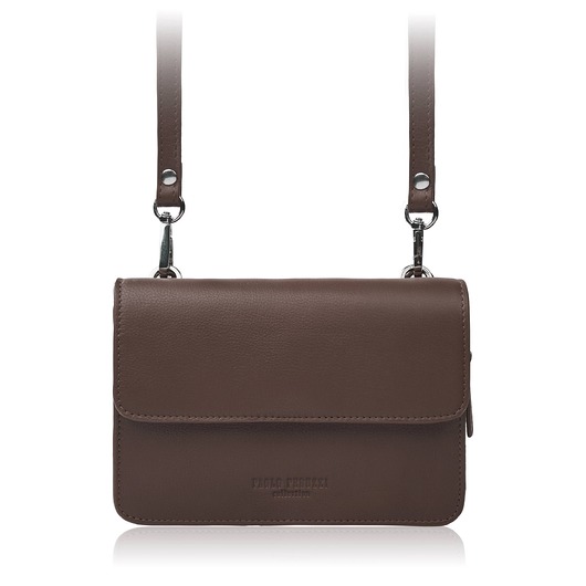 kopertówki Mała torebka damska skórzana kopertówka 2w1 brązowa AY-21-BR