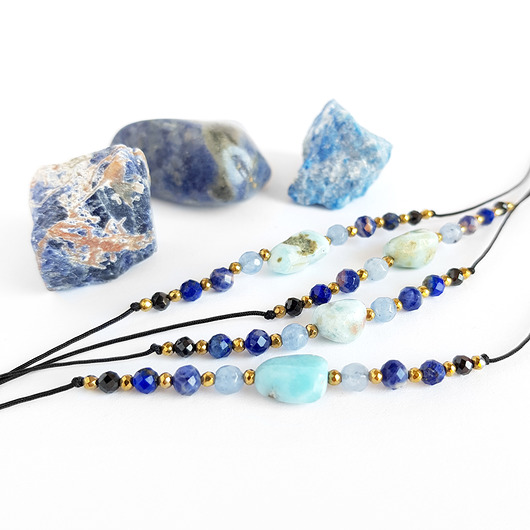 bransoletki z kamieni naturalnych Larimar, jadeit, sodalit, lapis lazuli bransoletka
