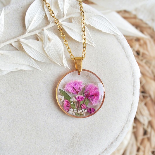 naszyjniki - inne Naszyjnik z kwiatami, biżuteria z żywicy