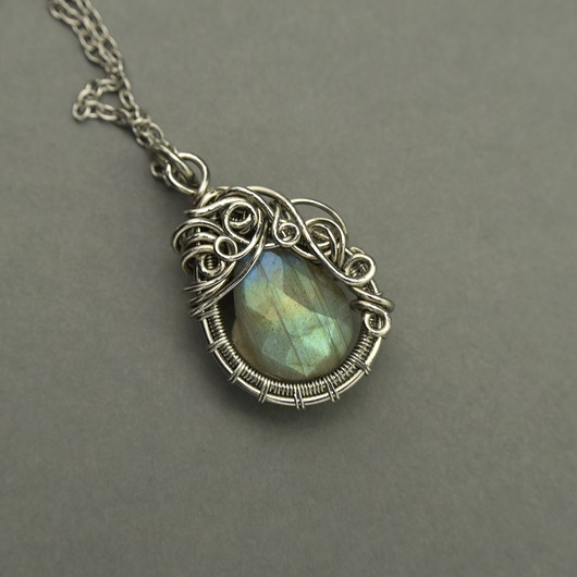 wisiory Wisiorek oryginalny labradoryt wire wrapping
