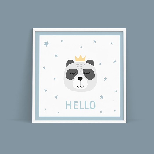 Plakat dziecięcy Hello Panda - kwadratowy trochę na ścianę