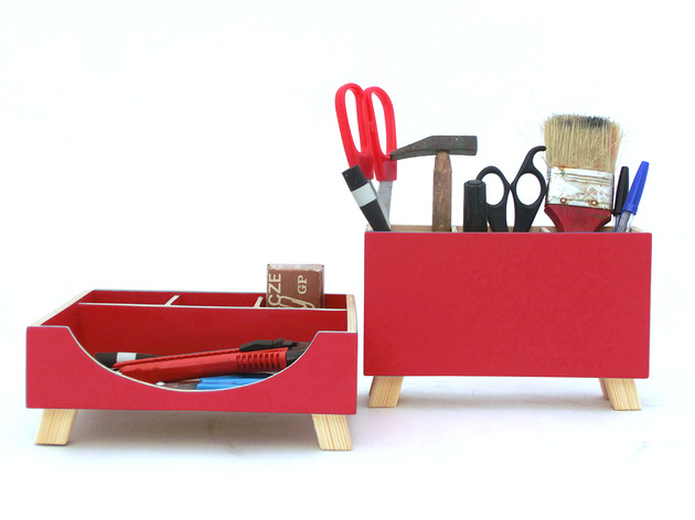 Organizer drewniany - przybornik na biurko Clock Wood Studio