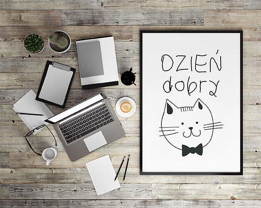 plakat. dzień dobry z koteckiem ... Love Life and Forest
