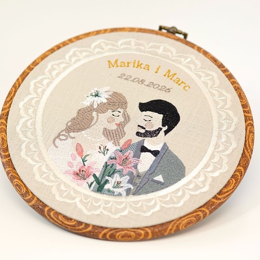 Ślub - inne Personalizowana pamiątka ślubna, haft w oprawie vintage