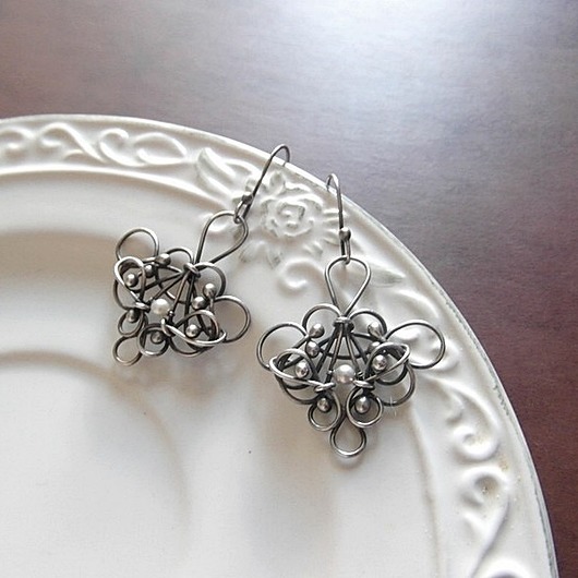 kolczyki wire wrapping Miss You