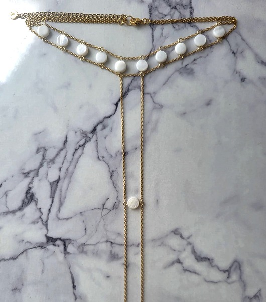 złote naszyjniki Łańcuszek na ciało Chic Choker  Elegance - onyks