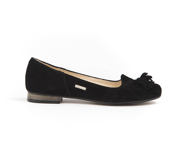 baleriny damskie SKÓRZANE BALERINKI ZAPATO 009  CZARNY WELUR