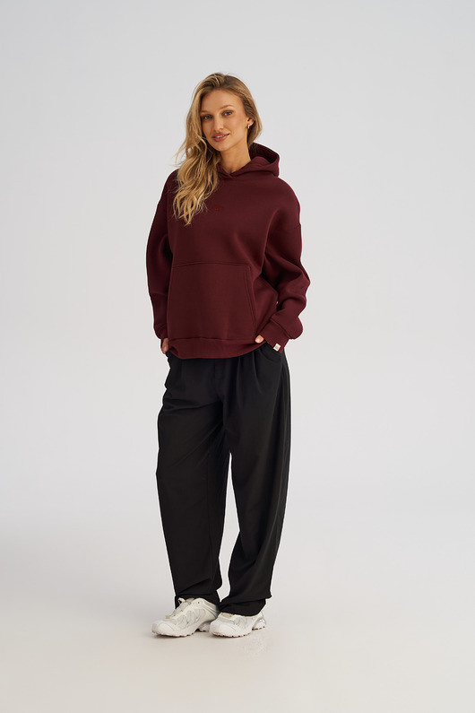 bluza z kapturem damska Bluza z kapturem STUDIO Red Wine damska