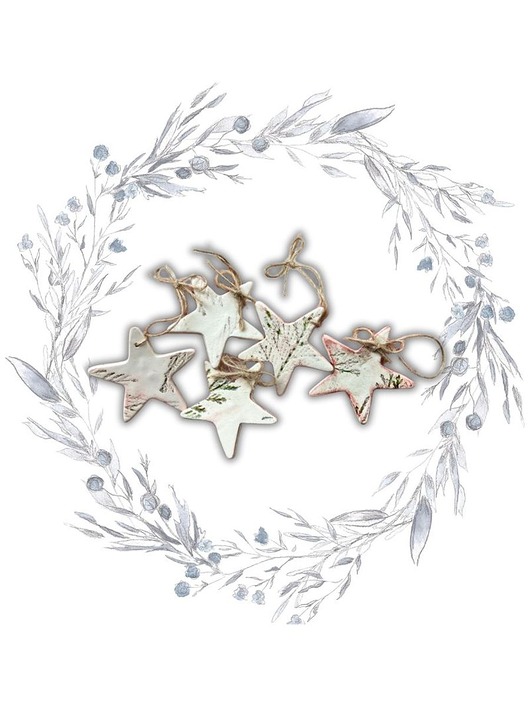 ozdoby choinkowe Zestaw Cicha Konstelacja - 5 zawieszek ceramicznych na choinkę