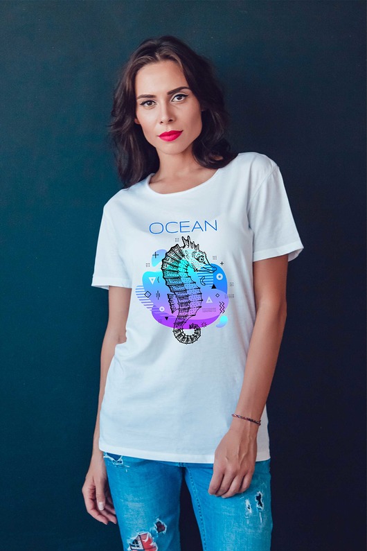 Koszulka organiczna z nadrukiem Ocean ART ORGANIC