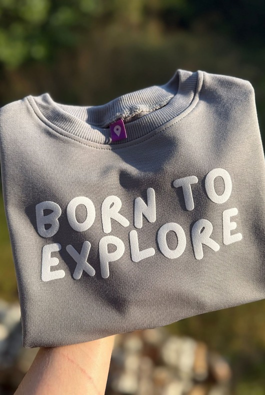 bluzy dla dziewczynki Bluza dziecięca BORN TO EXPLORE - szara