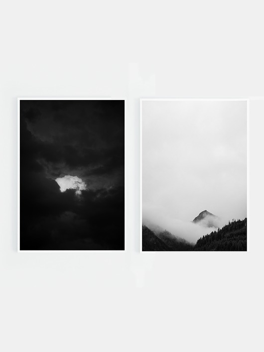 fotografia Zestaw fotografii czarno białe góry chmury