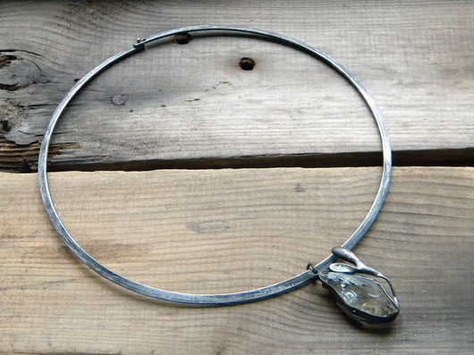 chokery surowy cytryn z listkiem -obroża - choker 