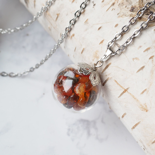 naszyjniki - inne NASZYNJIK AMBER SPHERE, wyjątkowy naszyjnik z bursztynem