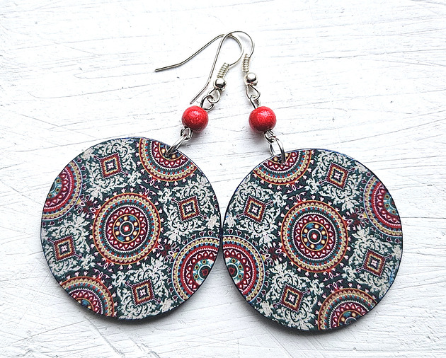 kolczyki drewniane Dzień dobry