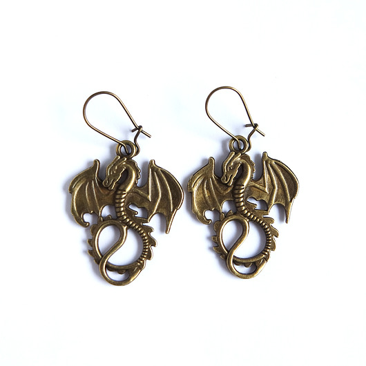 kolczyki - inne Kolczyki - Antyczne smoki, duże