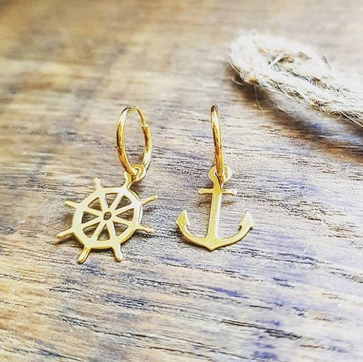 kolczyki pozłacane Kolczyki pozłacane Kotwica i ster