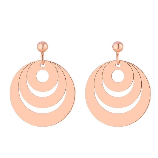 kolczyki srebrne Kolczyki potrójne koła w różowym złocie
