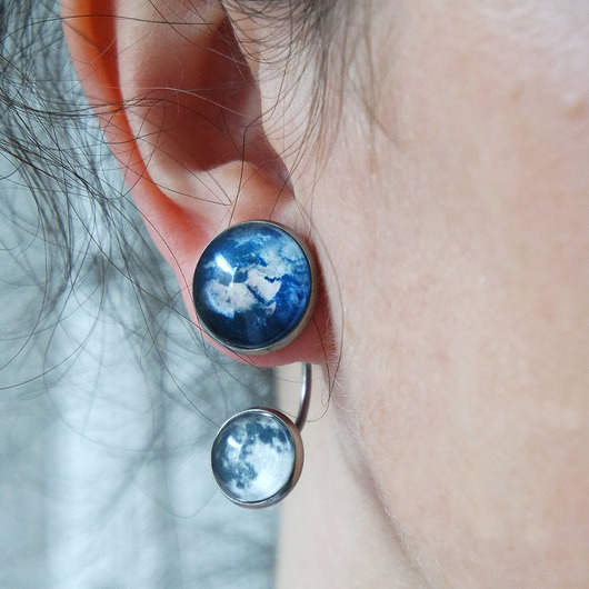 kolczyki szklane Kolczyki - Ziemia i księżyc - stal