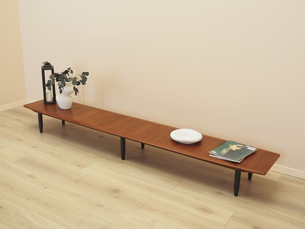 półki Duński sideboard tekowy, niska forma lowboard, lata 70.