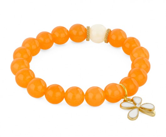 Orange jade with cream point & flower pendant. Lavoga