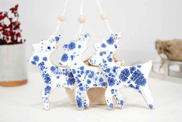 Duży ceramiczny renifer świąteczny - modern 10FingersArt
