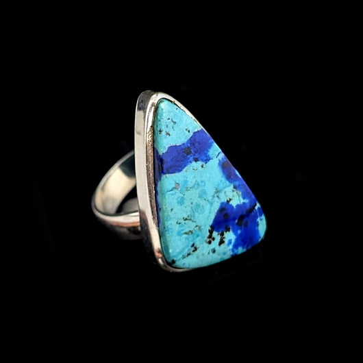 pierścionki srebrne Pierścionek geometric- chryzokola i azuryt