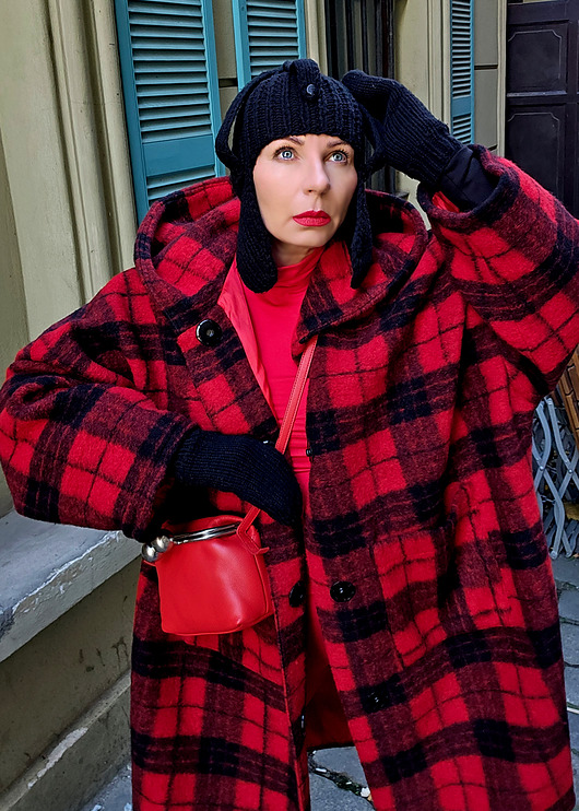 płaszcze damskie New Kurtka/ Płaszcz krata Wool