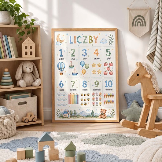 obrazy i plakaty do pokoju dziecięcego Plakat edukacyjny LICZBY dla chłopca