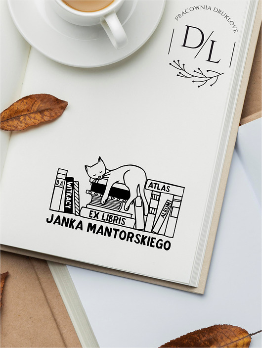 Stempel ex libris personalizowany Kot 20 DrukLove