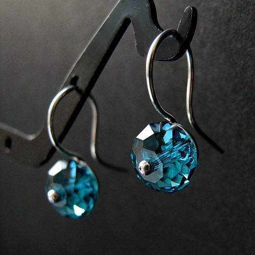 Kolczyki Swarovski BRILLIANT - Indicolite Rondelles Marisella