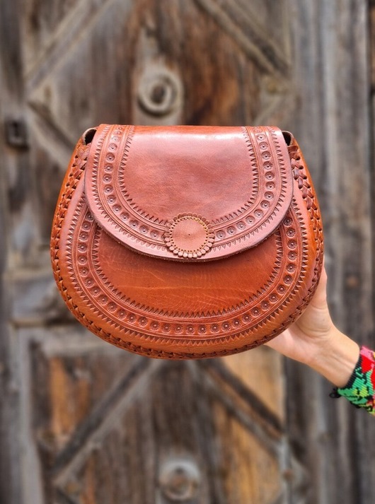 torby na ramię Torebka skórzana ręcznie robiona góralska Isla na ramię wzory