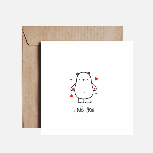 Kartka/Pocztówka "I miś you" Peprojektuje