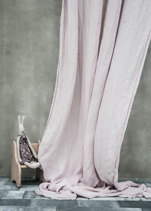 zasłony Przejrzysta Zasłona z Lnianego Muślinu - powder pink
