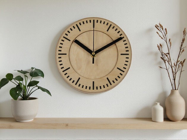 zegary Drewniany Zegar Ścienny Duży 48cm - Cichy Mechanizm