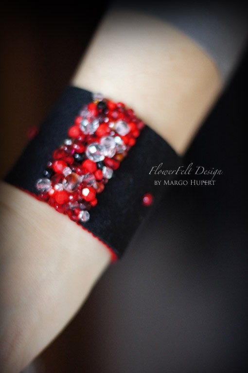 Red crystal bracelet FlowerFelt Design