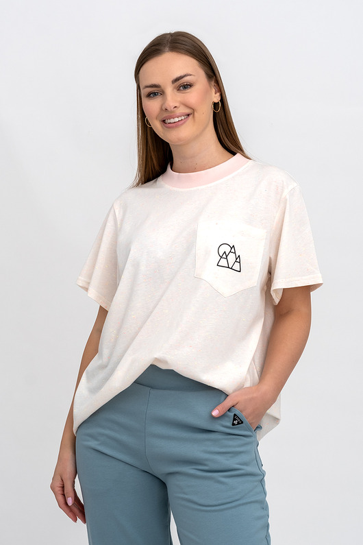 t-shirt damskie T-SHIRT DAMSKI  z kieszonką wanilia z nadrukiem