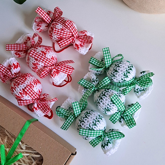 dekoracje świąteczne Cukierki  świąteczne na choinkę  na Boże Narodzenie, zestaw  6szt.