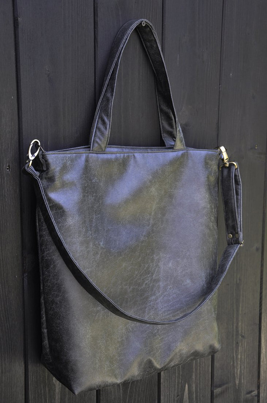 Torba shopper  XL - grafit, rustykalna ekoskóra PRACOWNIA 166