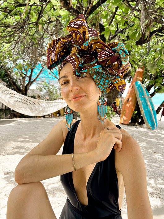 czapki damskie Chusta na turban Coral Cave