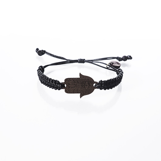 Bransoletka pleciona - hamsa - ciemne drewno STREET WOOD